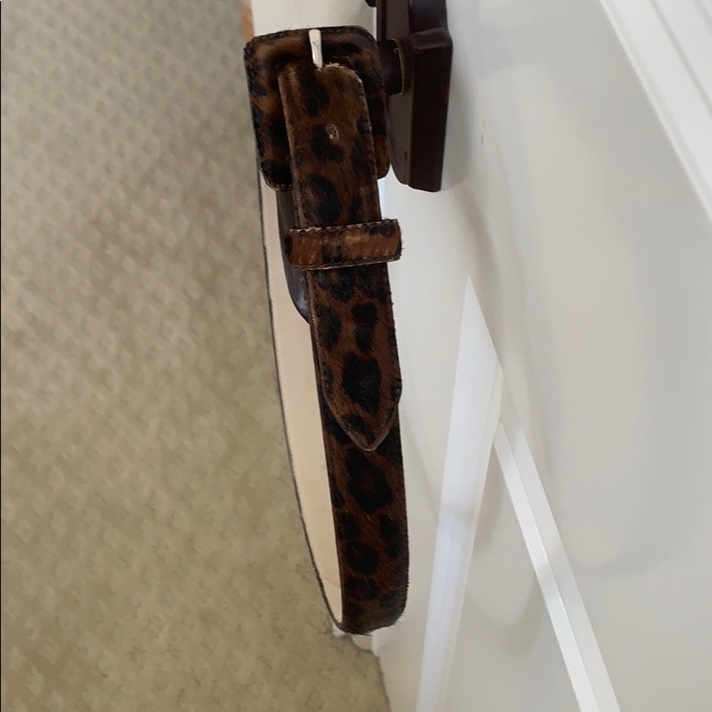 Printed calf hair, black on brown 35” belt,